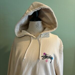 Large Stüssy cream and pink hoodie